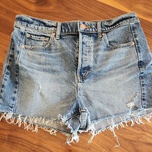 Express Light Blue Distressed Denim Cutoff Shorts